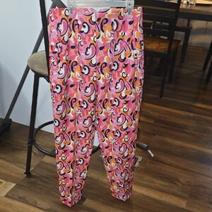 NWT Zara Pink and Orange Abstract Leggings